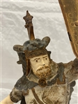 Spelter Sculpture Roman Soldier With Shield Cold Painted
