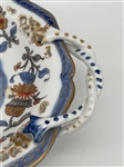 Oval Scalloped Reticulated 3 Footed Shallow Bowl