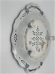 Oval Scalloped Reticulated 3 Footed Shallow Bowl