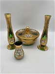 (4) Pieces Bohemian Enameled Glass