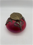 Unmarked Loetz Style Glass Inkwell Ormolu Mounted