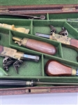 Cased Set of Early 19th Century English Flint Boxlock Pocket Pistols Complete Set