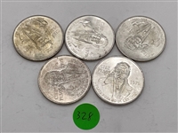 (5) 1979 Mexico 100 Pesos .720 Silver Coins Uncirculated (#328)