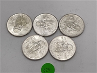 (5) 1979 Mexico 100 Pesos .720 Silver Coins Uncirculated (#329)