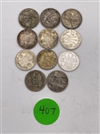 (10) Australia/New Zealand 3 Pence .500 Silver (#407)
