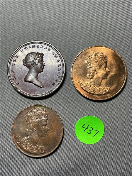 (3) Great Britain Queen Elizabeth II and Princess Charlotte Medals (#437)