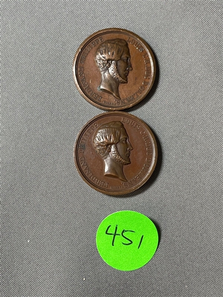 (2) 1843 France Medals Ferdinand Philippe (#451)