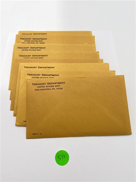 (8) 1964 United States Mint Proof Sets in Original Sealed Envelopes (#511)