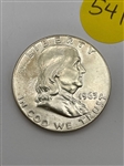 1963 Franklin Half Dollar Roll BU 90% Silver (541)