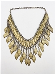 Vintage Molded Brass Tiered Collar Necklace 