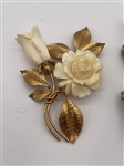 (3) Floral Brooches, One With Reticulation