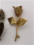 (3) Floral Brooches, One With Reticulation