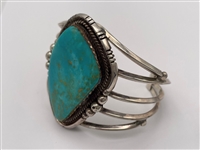 Sterling Silver Turquoise Cuff Bracelet After Frank Yazzie and Ring. 