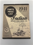 1945 Reprint of 1941 Indian Motorcycle Parts Price List