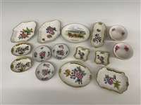 (15) Pieces Herend Hungary Porcelain Mix Trinket Dishes
