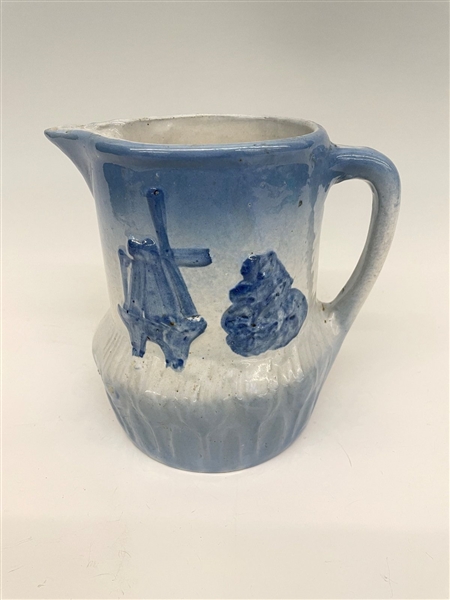 Blue and White Stoneware Pitcher