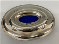 Victorian Silver Plate Butter Dish With Cobalt Blue Insert