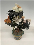 (3) Glass Bonsai Tree Cloisonne, Jade