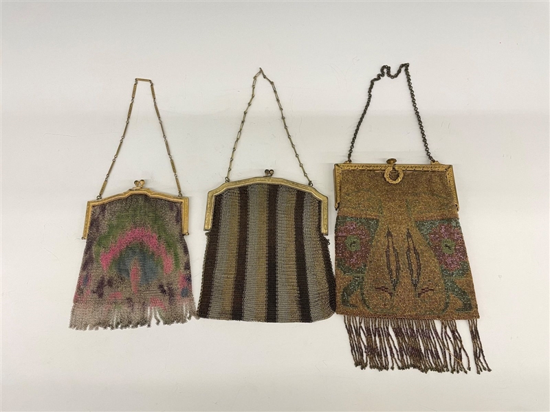 (3) Metal Mesh Ladies Purses (2) Whiting and Davis