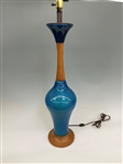 Mid Century Modern Lava Drip and Teak Table Lamp