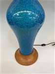 Mid Century Modern Lava Drip and Teak Table Lamp