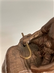 Bronze Sculpture Man With Three Elephants