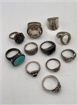 (11) Sterling Silver Rings With and Without Turquoise