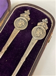 Gorham Sterling Silver Medallion Pastry Fork and Master Butter Knife in Display Case