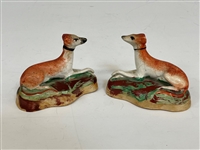 Vintage Staffordshire Greyhound Inkwell Pen holder and Figurines