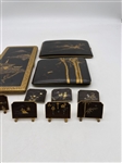 Group of Japanese Champleve Place Card Holders and Cigarette Cases