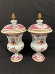 Pair of French Armorial Lidded Urns With Coat of Arms English Crest 