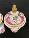 Pair of French Armorial Lidded Urns With Coat of Arms English Crest 