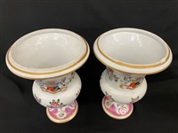 Pair of French Armorial Lidded Urns With Coat of Arms English Crest 