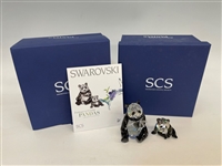 Swarovski Crystal Endangered Wildlife Pandas With COA and Box