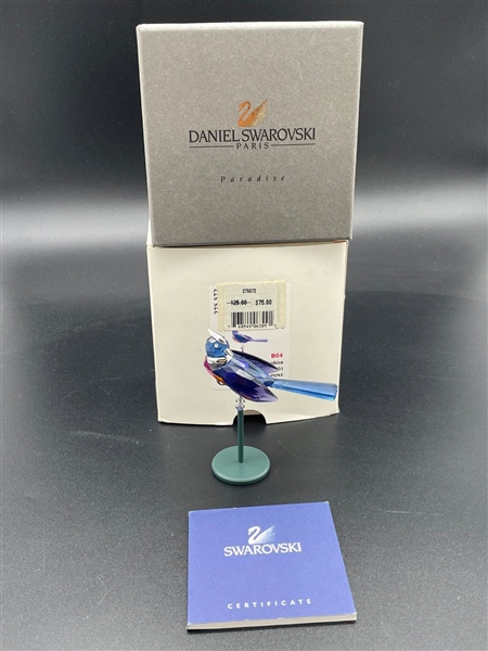 Swarovski Crystal Paradise Birds Benua Dark Sapphire Sterling and Crystal COA and Box