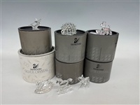 (6) Swarovski Crystal Figurines: Poodle, Fawn, Hedgehog, Horse, Swan, Bee on Flower