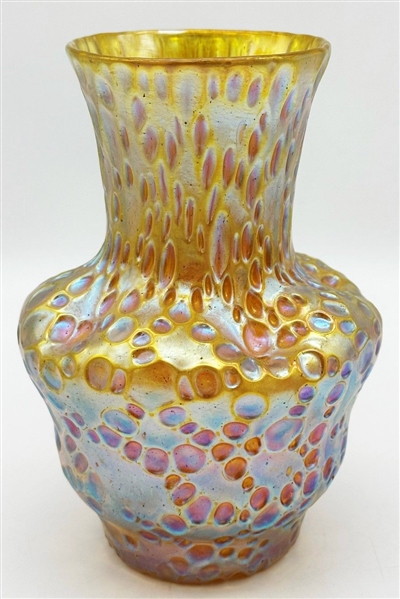 Loetz Candia Diaspora Silberiris Vase in Yellow