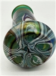 Signed Austrian Green Favrile Glass Vase