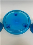 Steuben Blue Glass Console Set: Bowl and Candle Sticks