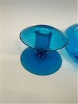 Steuben Blue Glass Console Set: Bowl and Candle Sticks