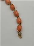14k Gold Coral Cabochon Bracelet