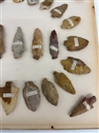Group of Arrowheads from Yazoo County Mississippi 1894 in Display Case