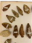Group of Arrowheads from Yazoo County Mississippi 1894 in Display Case