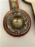 Early Jade and Silver tea Strainer in Box