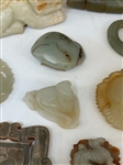 (19) Group of Nephrite Jade and Soapstone Carved Discs and Figures
