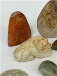 (19) Group of Nephrite Jade and Soapstone Carved Discs and Figures