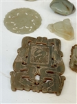 (19) Group of Nephrite Jade and Soapstone Carved Discs and Figures