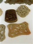 (19) Group of Nephrite Jade and Soapstone Carved Discs and Figures