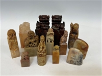 (13) Group of Carved Soapstone Seals 
