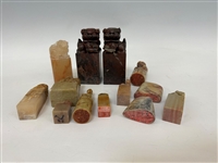 (13) Group of Carved Soapstone Seals 